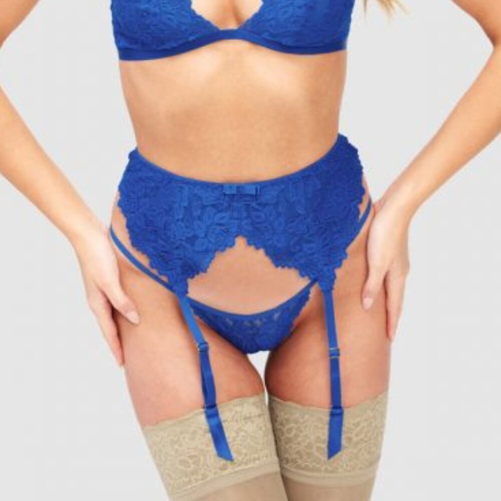Frederick's of Hollywood Jessica Lace Garter Belt Princess Blue S/M